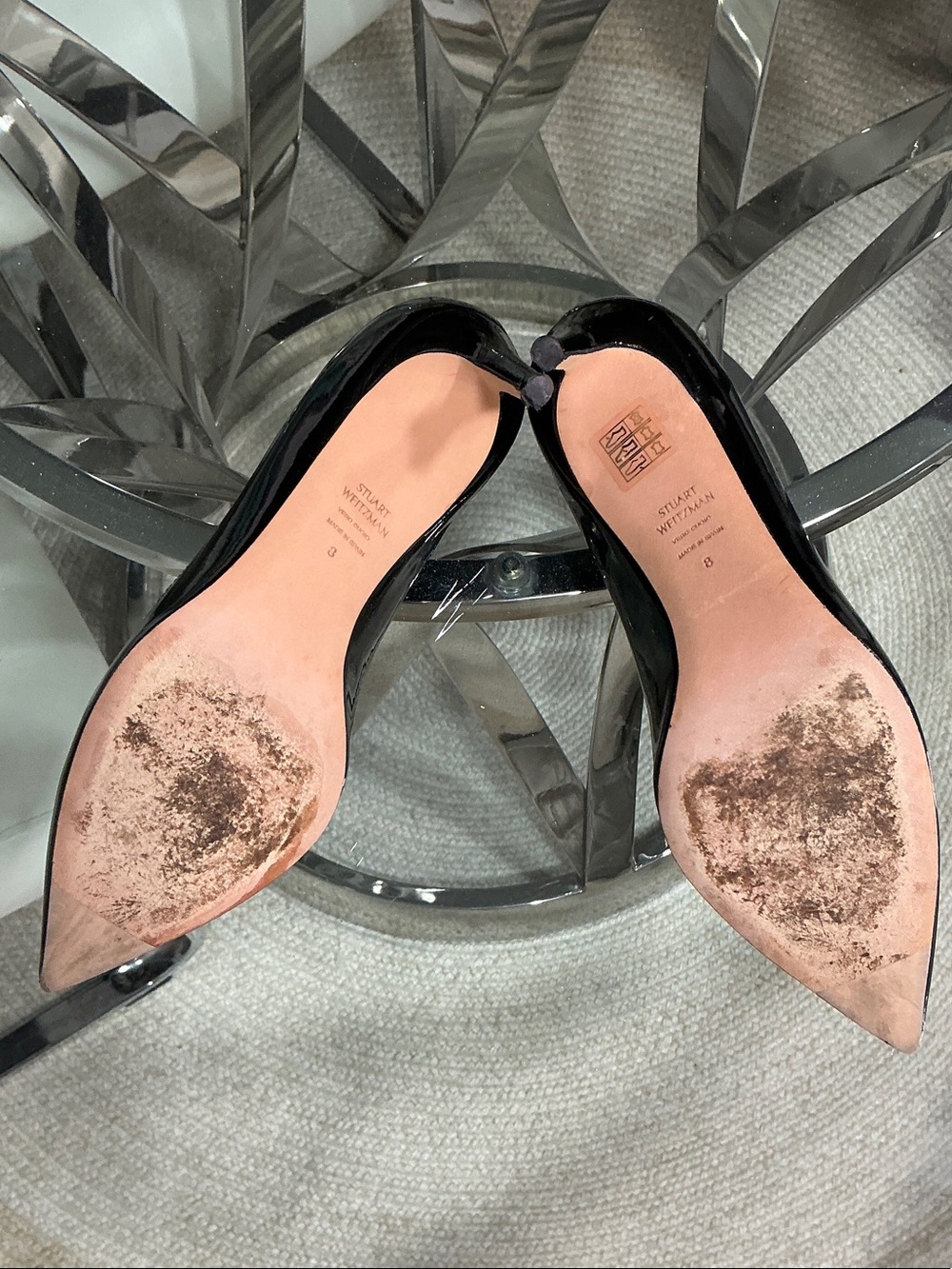 Stuart Weitzman Black Patent Pointed Toe Pumps - Picture 4 of 5